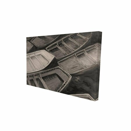 FONDO 12 x 18 in. Small Canoes Sepia Style-Print on Canvas FO2792566